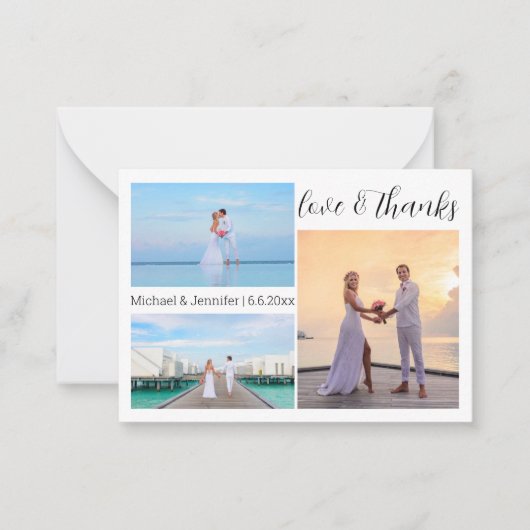 愛と感謝してい三枚の写真で感謝していき ノートカード (正面)