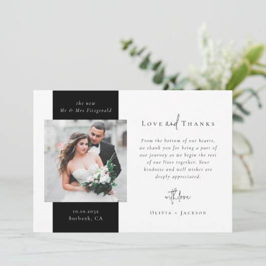 愛と感謝してい両面写真結婚の サンキューカード (スタンド正面)