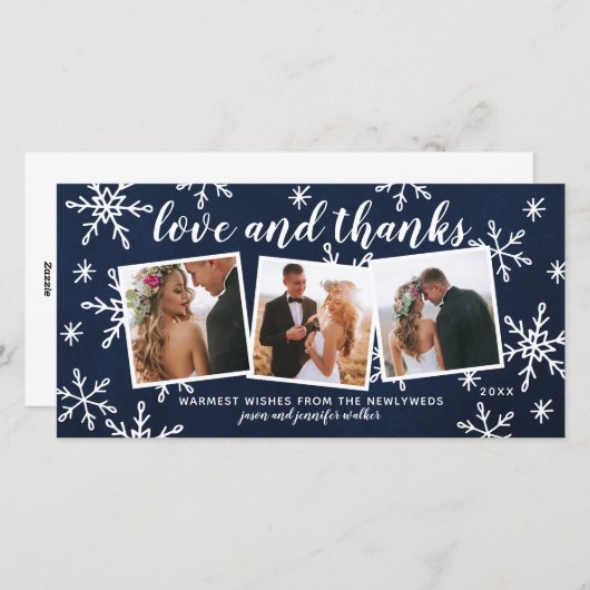 愛と感謝してい休日結婚の感謝Navy シーズンカード (正面/裏面)