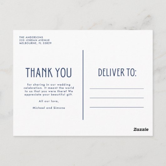 愛と感謝してい写モダン真の結婚感謝 ポストカード (裏面)