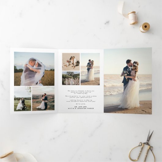 愛と感謝してい写数々の真の結婚サンキューカード 三つ折り招待状 (内部)