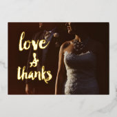 愛と感謝してい写真ありがとうご結婚ざう 箔招待状 (正面)