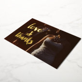 愛と感謝してい写真ありがとうご結婚ざう 箔招待状 (回転した状態)