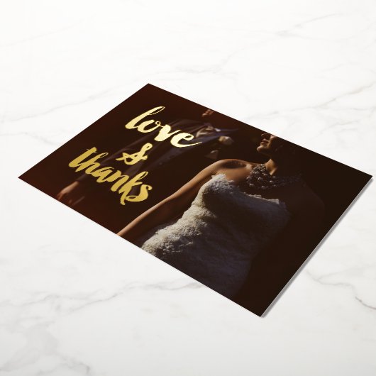 愛と感謝してい写真ありがとうご結婚ざう 箔招待状 (回転した状態)