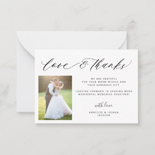 愛と感謝してい写真の結婚あなた感謝していは ノートカード (正面)