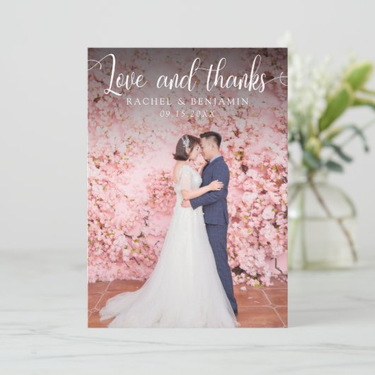 愛と感謝してい写真の結婚ありがとうごエレガントざ サンキューカード (スタンド正面)