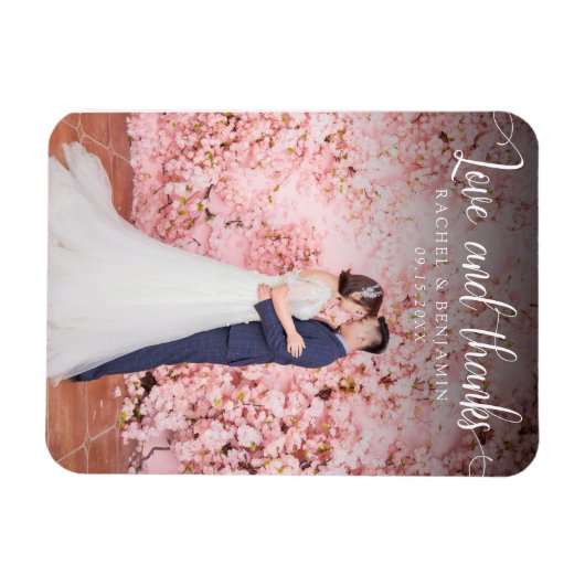 愛と感謝してい写真の結婚ありがとうごエレガントざ マグネット (横)