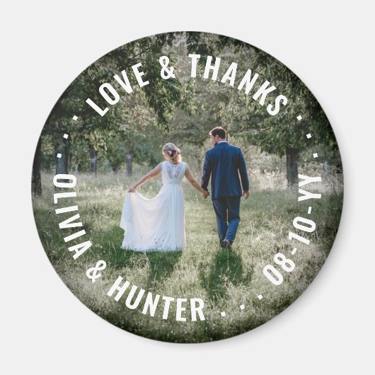 愛と感謝してい写真の結婚好意に感謝 マグネット (正面)