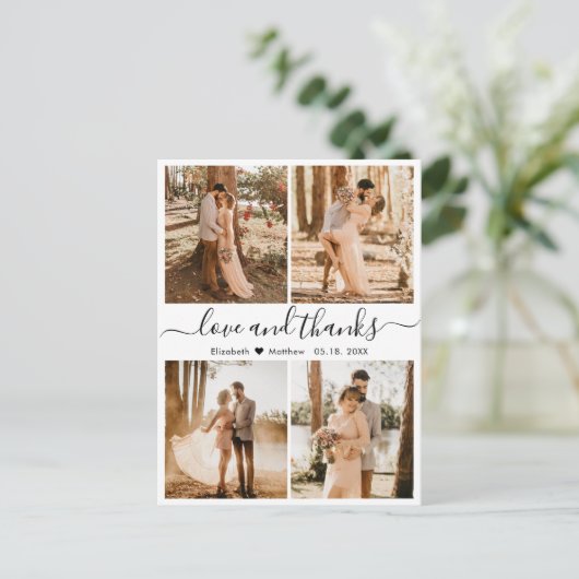 愛と感謝してい写真コラージュの結婚ありがとうぽう ポストカード (スタンド正面)