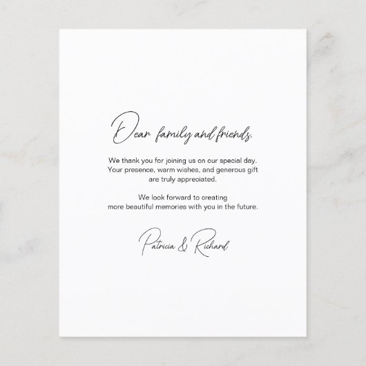 愛と感謝してい写真予算結婚のサンキューカード (裏面)