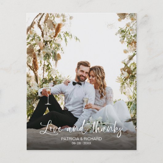 愛と感謝してい写真予算結婚のサンキューカード (正面)