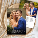 愛と感謝してい写真結婚のサンキューカード サンキューカード<br><div class="desc">Boho Chic モダン Writhic Scriptの結婚2枚の写真サンキューカード。結婚のスタイリッシュ感謝していテンプレートは前面に完全な垂直の写真を搭載して、手のレタリングタイポグラフィのスクリプトののの白いオーバーレイでをスワップします"愛と"の写真。新郎新婦の名前の間の小さな可愛い愛のハートモチーフ。2枚の写真が入った両面カード。簡単にあなたの名前とメッセージ感謝していをパーソナライズする。ノートもしを手書きしたい場合は、サンプル文字を削除して宇宙を増やす。おもしし救済まは合わせ品連絡が欲しい！</div>