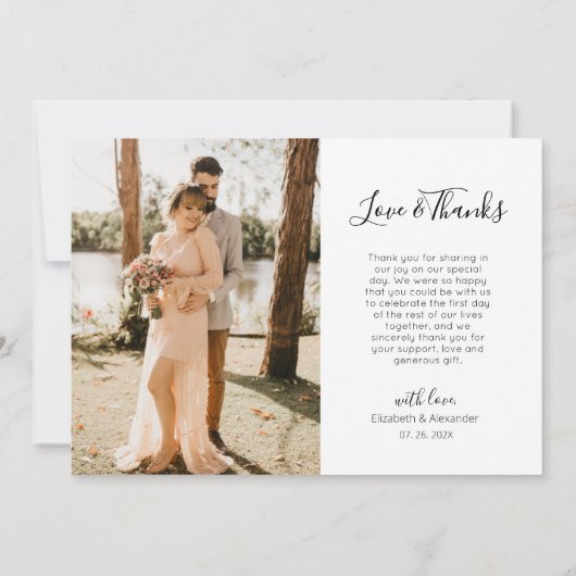 愛と感謝してい写真結婚のサンキューカード サンキューカード (裏面)