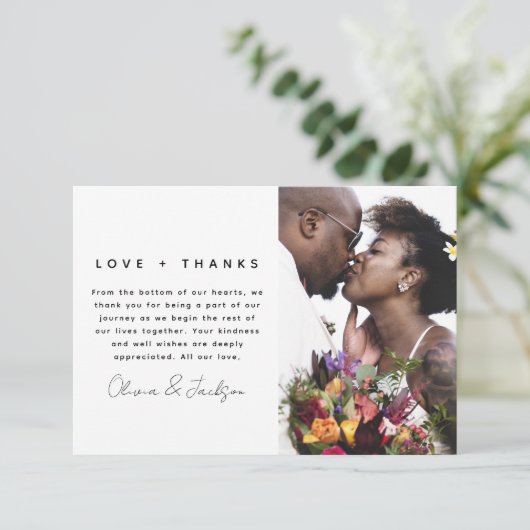 愛と感謝してい写真結婚の サンキューカード (スタンド正面)