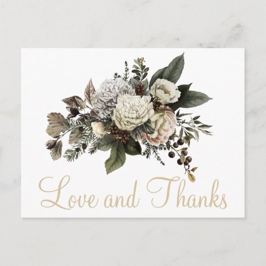 愛と感謝してい冬のフローラは結婚あなた感謝していだ ポストカード (正面)