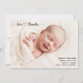 愛と感謝してい出産告知フォトカード 案内状 (正面)