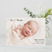 愛と感謝してい出産告知フォトカード 案内状 (スタンド正面)