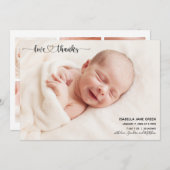 愛と感謝してい出産告知フォトカード 案内状 (正面/裏面)