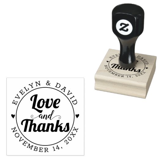 愛と感謝してい名と結婚日付 ラバースタンプ (押印)
