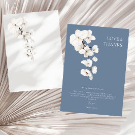 愛と感謝してい埃の多い青い白い結婚蘭 サンキューカード