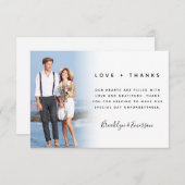 愛と感謝してい暗色の写真結婚の サンキューカード (正面/裏面)