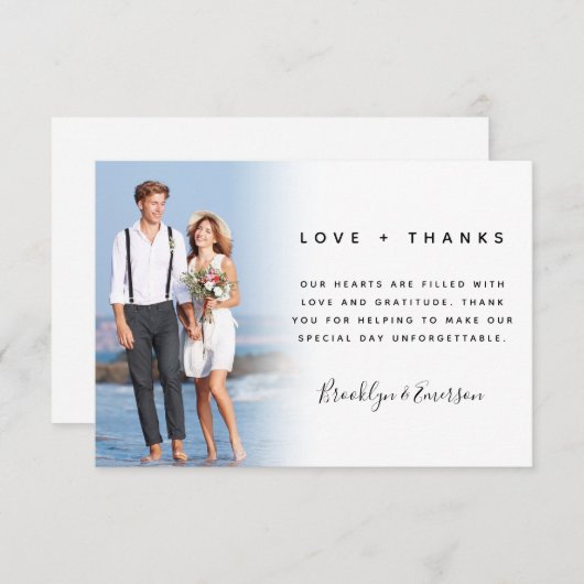 愛と感謝してい暗色の写真結婚の サンキューカード (正面/裏面)