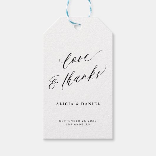 愛と感謝してい書エレガントの結婚バッグ ギフトタグ (正面)