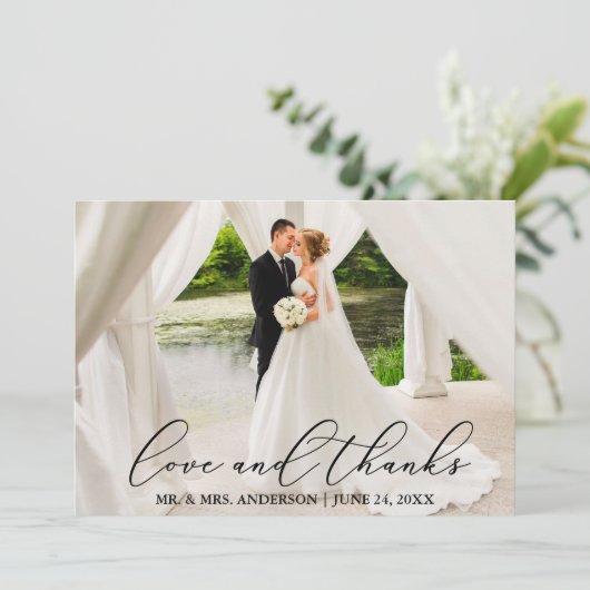 愛と感謝してい書エレガント結婚の サンキューカード (スタンド正面)