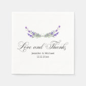 愛と感謝してい水色の紫ラベンダー結婚の スタンダードカクテルナプキン (正面)