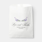 愛と感謝してい水色の紫ラベンダー結婚の フェイバーバッグ (正面)