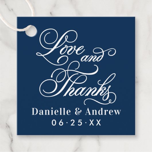 愛と感謝してい海軍書道の結婚モノグラム フェイバータグ (正面)