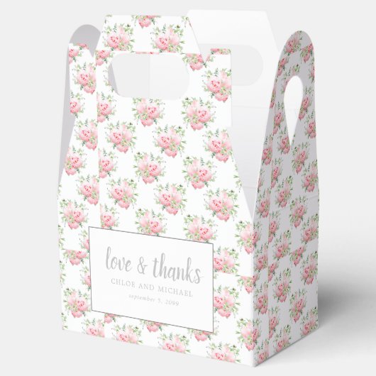 愛と感謝してい牡丹ピンク水色フローラ フェイバーボックス (オープン)