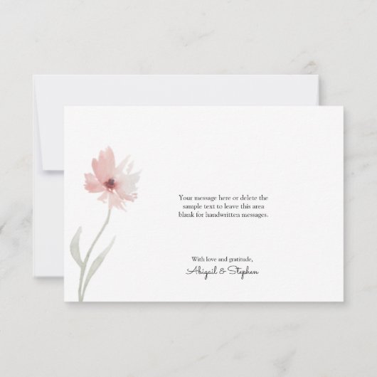 愛と感謝してい独身の花の写真結婚の サンキューカード (裏面)