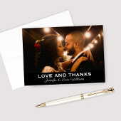 愛と感謝してい白黒の写真結婚モノグラム サンキューカード
