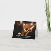 愛と感謝してい白黒の写真結婚モノグラム サンキューカード (正面)
