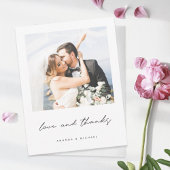 愛と感謝してい白黒の縁ど写真結婚の サンキューカード