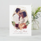 愛と感謝してい秋の結婚式ありがとうフォトカード 招待状 (スタンド正面)