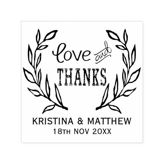 愛と感謝してい素朴リース自己インクスタンプ セルフインキングスタンプ (デザイン)