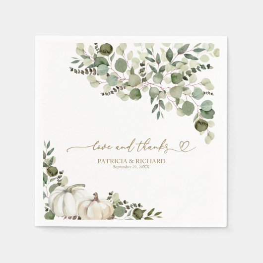 愛と感謝してい緑のパンプキ結婚ン スタンダードカクテルナプキン (正面)