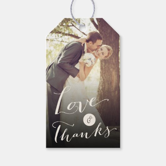 愛と感謝してい脚本書道の結婚贈り物ラベル ギフトタグ (正面)