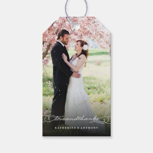 愛と感謝してい脚本書道の結婚贈り物ラベル ギフトタグ (正面)