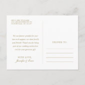 愛と感謝してい赤面の金ゴールド写真の結婚ありがとう ポストカード (裏面)