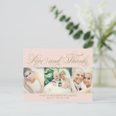 愛と感謝してい赤面の金ゴールド写真の結婚ありがとう ポストカード (スタンド正面)