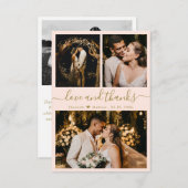 愛と感謝してい赤面ピンク金ゴールド結婚の感謝 サンキューカード (正面/裏面)