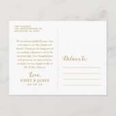 愛と感謝してい金ゴールドの写真結婚ありがとう ポストカード (裏面)