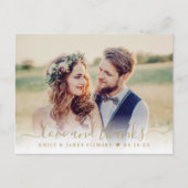 愛と感謝してい金ゴールドの写真結婚ありがとう ポストカード (正面)