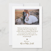 愛と感謝してい金ゴールドスクリプト写真結婚コラージュ サンキューカード (裏面)