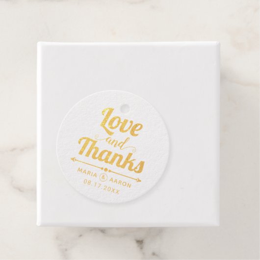 愛と感謝してい金ゴールドホイルタイポグラフィ結婚の フェイバータグ (箱)