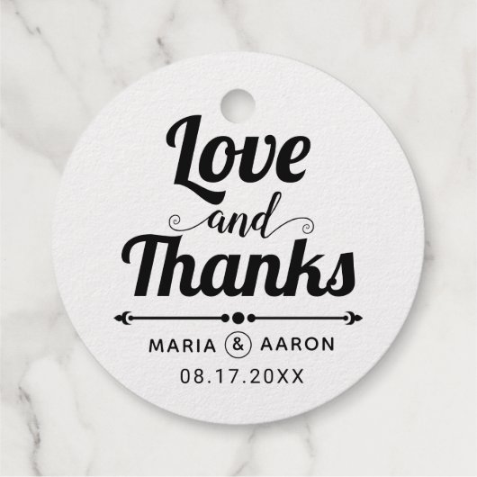 愛と感謝してい金ゴールドホイルタイポグラフィ結婚の フェイバータグ (裏面)