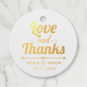 愛と感謝してい金ゴールドホイルタイポグラフィ結婚の フェイバータグ (正面)